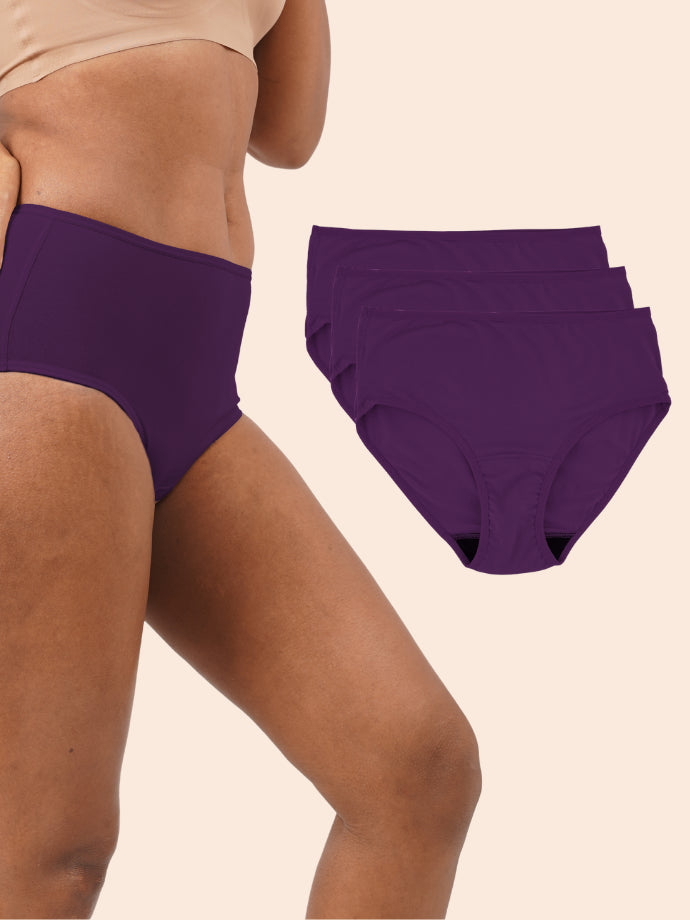 Pack of 3 - Moisture-Wicking Modal Fabric Underwear - Merlot Violet Midwaist