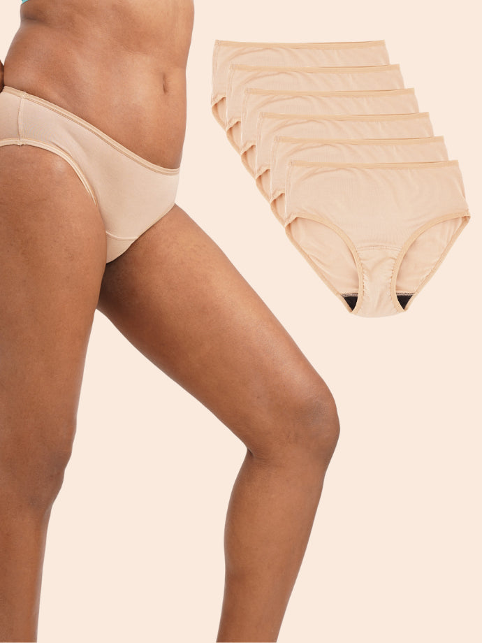 Pack of 6 - Moisture-Wicking Modal Fabric Underwear - Latte Beige Low-waist