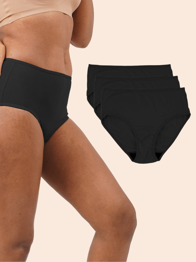 Pack of 3 - Moisture-Wicking Modal Fabric Underwear - Panther Black Midwaist