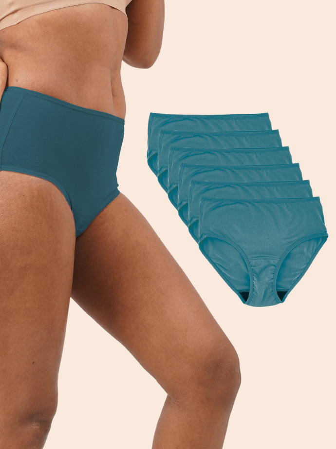 Pack of 6 - Moisture-Wicking Modal Fabric Underwear - Jade Green Midwaist