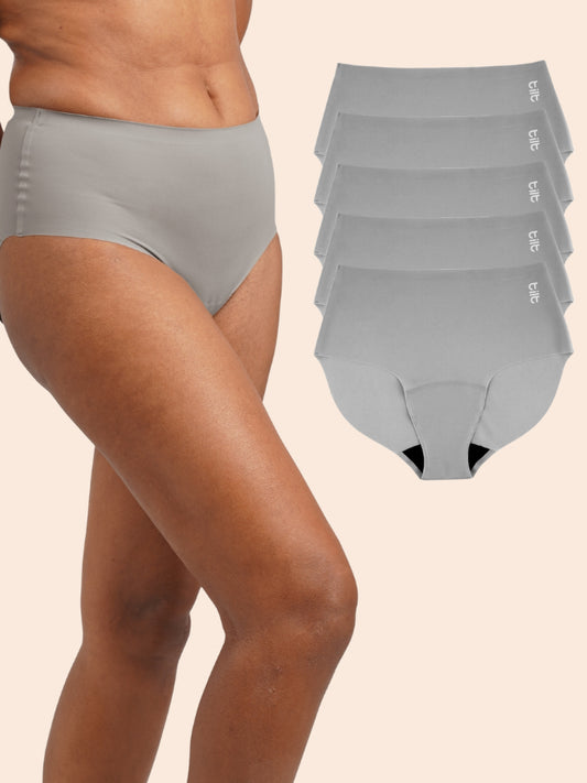 Pack of 5 - Moisture-Wicking Seamless Underwear - Vapour Grey