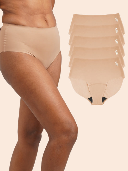 Pack of 5 - Moisture-Wicking Seamless Underwear - Dune Beige