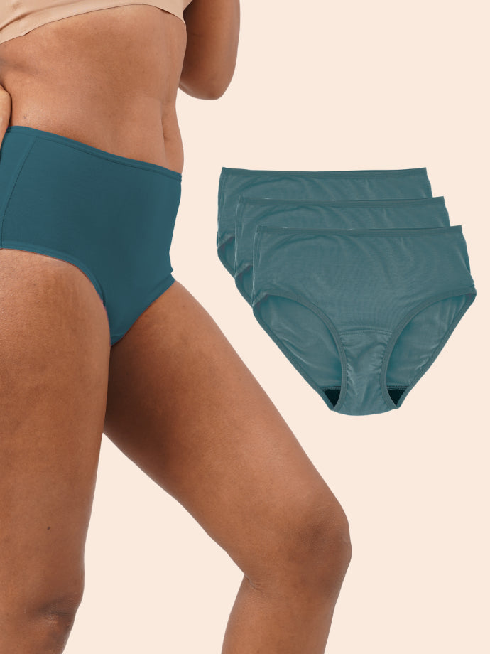 Pack of 3 - Moisture-Wicking Modal Fabric Underwear - Jade Green Midwaist