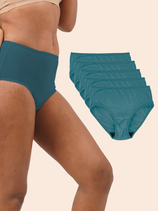 Pack of 5 - Moisture-Wicking Modal Fabric Underwear - Jade Green Midwaist