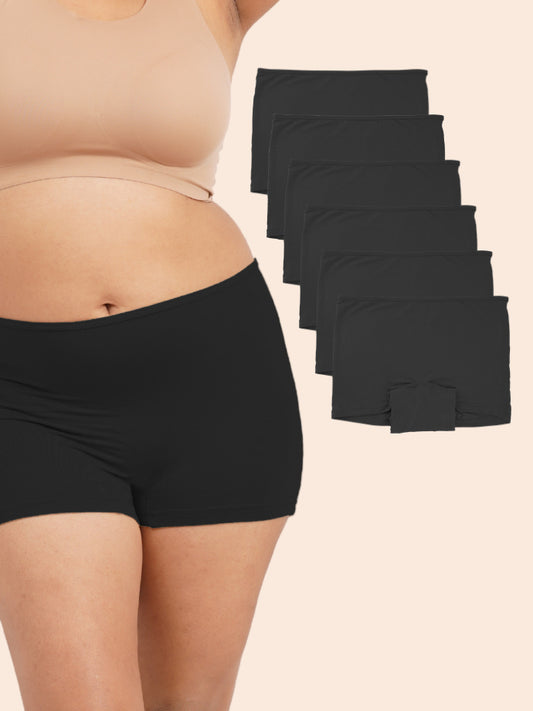 Pack of 5 - Moisture-Wicking Modal Fabric Boyshorts - Black
