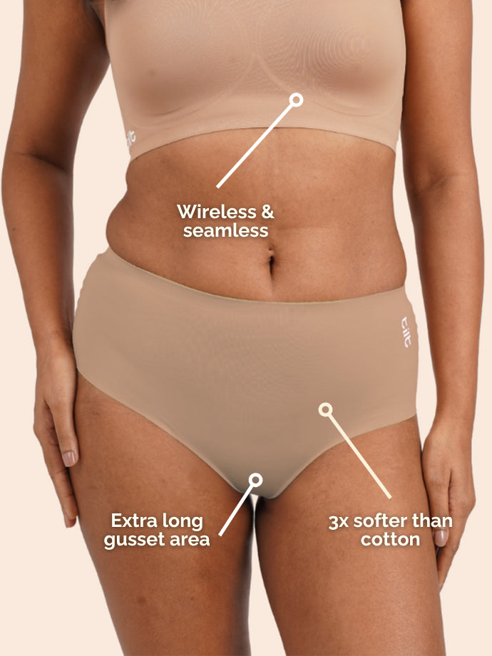 Tilt x Dr. Cuterus - Fursat Crossback Beige Bra and Seamless Beige Underwear Set