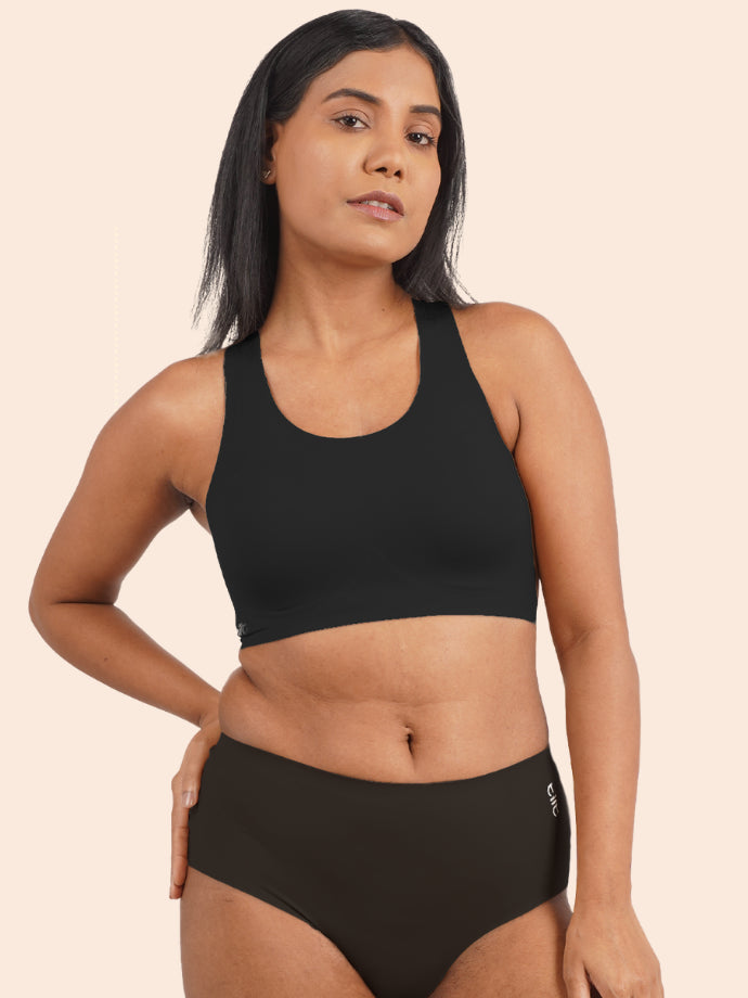 Tilt x Dr. Cuterus - Fursat Racerback Black Bra and Seamless Black Underwear Set