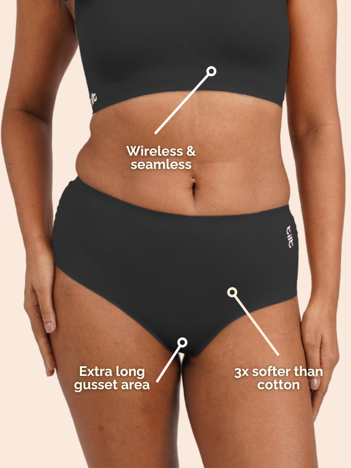 Tilt x Dr. Cuterus - Fursat Racerback Black Bra and Seamless Black Underwear Set