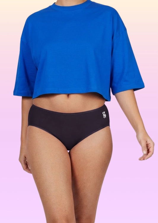 4 Pack - Teen! Mid-waist Bamboo Absorbent Underwear - Black