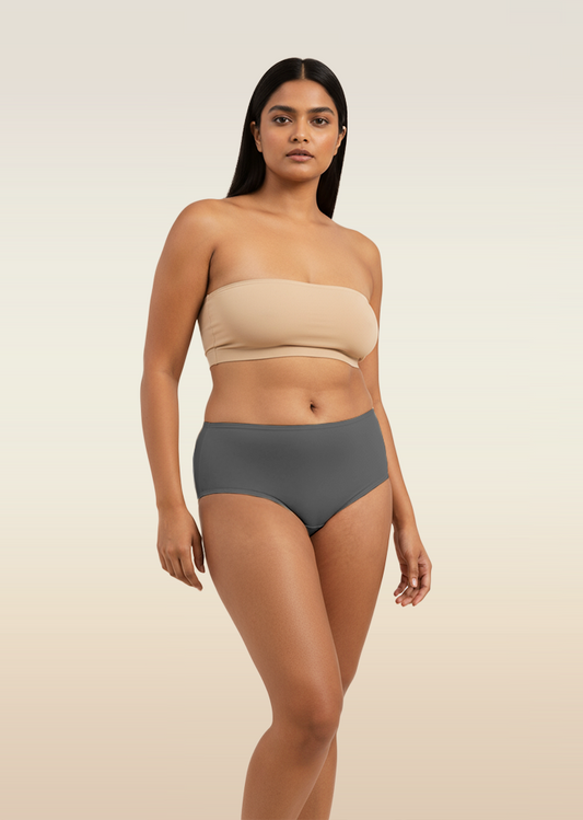 3 Pack - Grey Mid-waist Absorbent Underwear