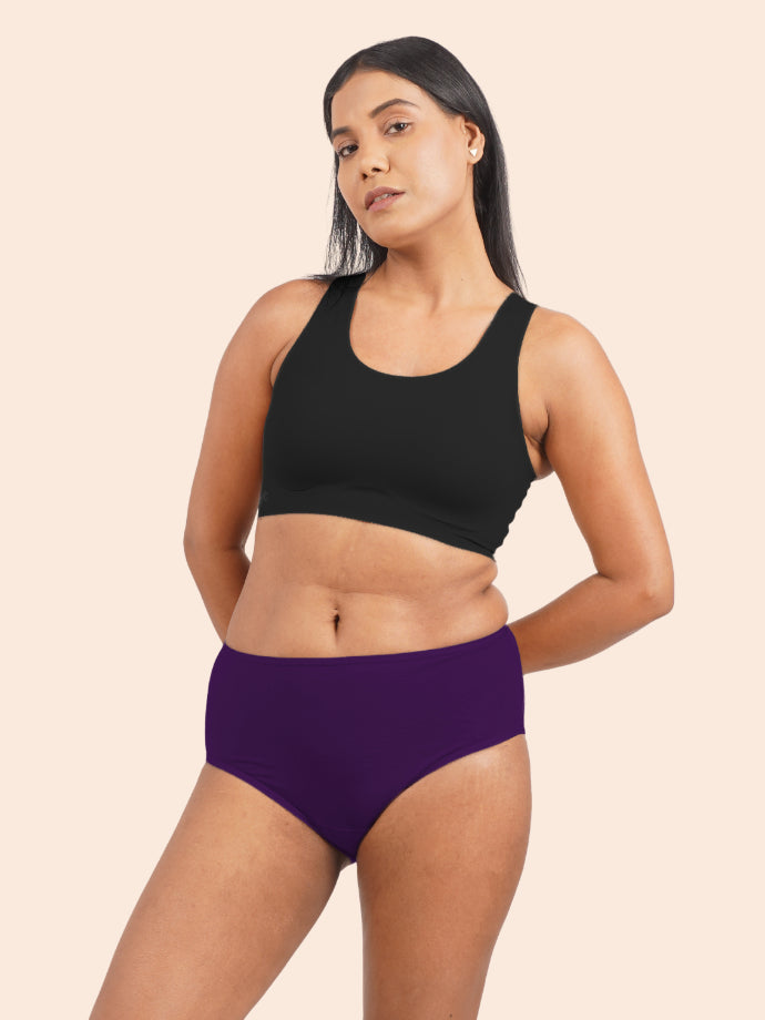 Pack of 3 - Moisture-Wicking Modal Fabric Underwear - Merlot Violet Midwaist