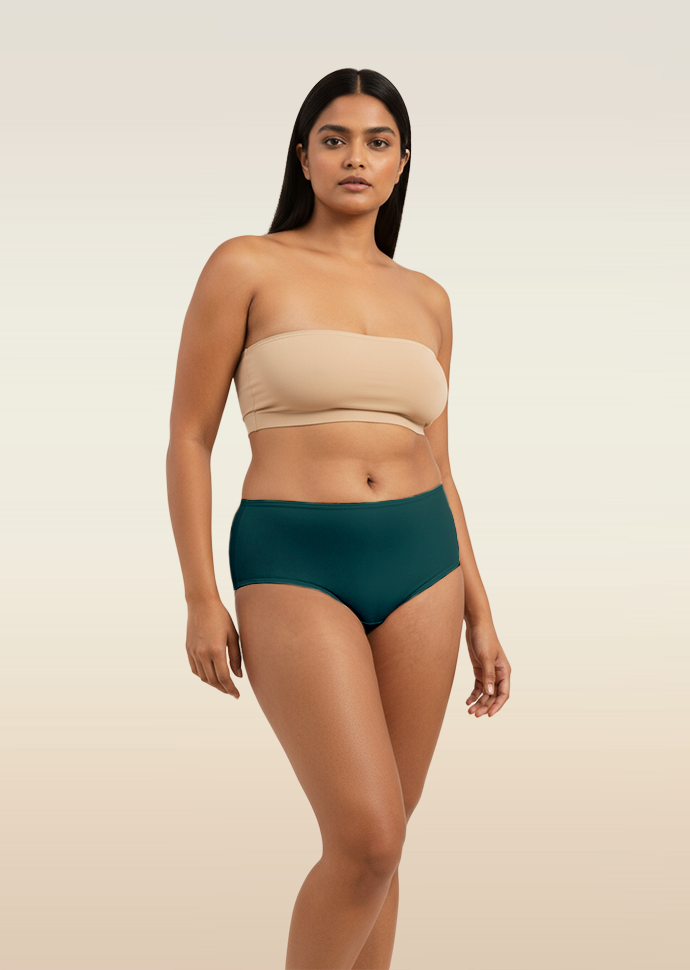 Teal Mid-waist Absorbent Underwear