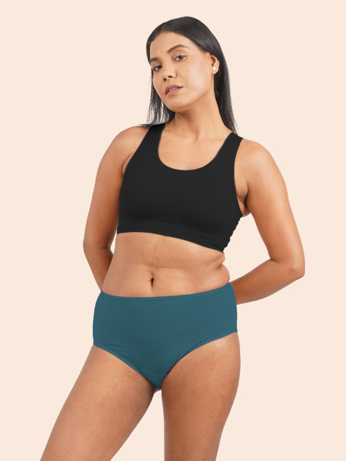 Pack of 5 - Moisture-Wicking Modal Fabric Underwear - Jade Green Midwaist