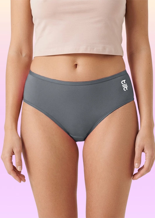 4 Pack - Teen! Mid-waist Bamboo Absorbent Underwear - Grey