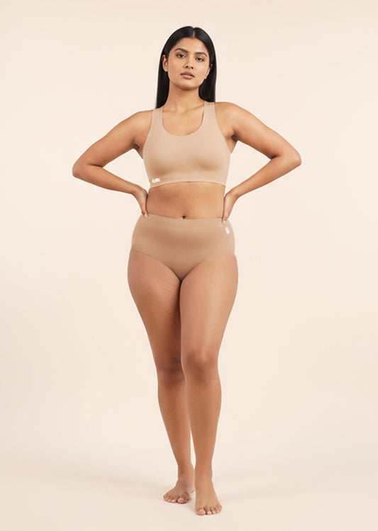 Beige Set - Fursat Crossback Bra & Seamless Underwear