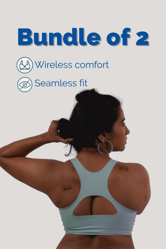 Fursat Wireless Racerback Bras for Women | Bundle of 2 - Black & Blue