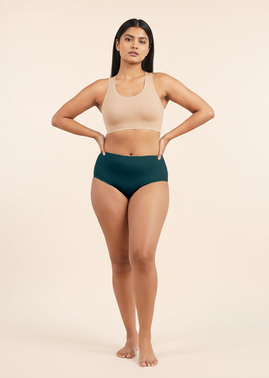 Teal Mid-waist Absorbent Underwear