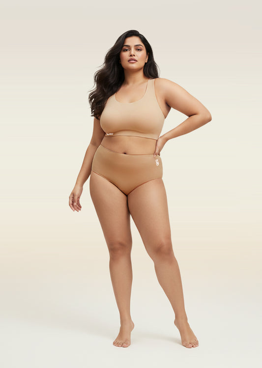 Beige Set - Fursat Crossback Bra & Seamless Underwear