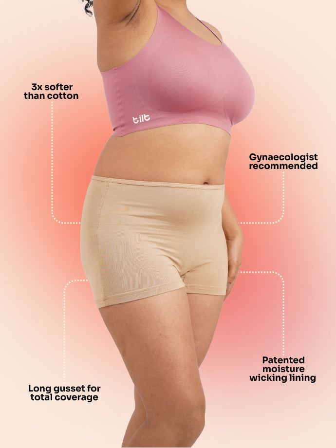Pack of 5 - Moisture-Wicking Modal Fabric Boyshorts - Beige