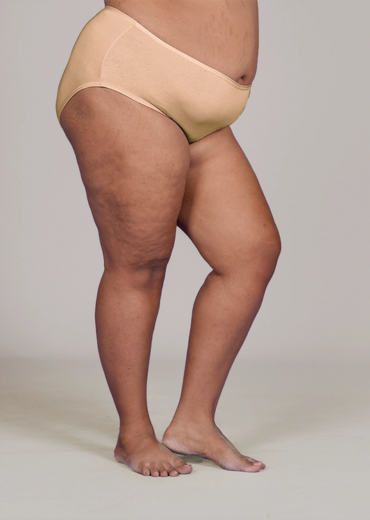 Beige High-waist Cotton Absorbent Underwear