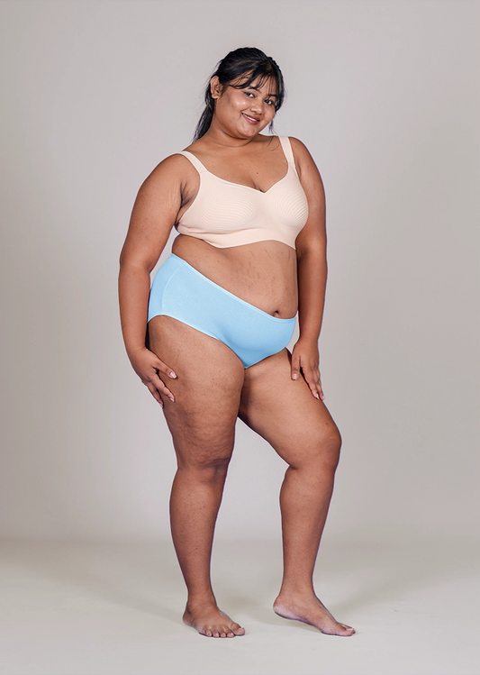 Blue High-waist Cotton Absorbent Underwear