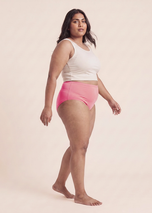 3 Pack - Pink High-waist Cotton Absorbent Underwear