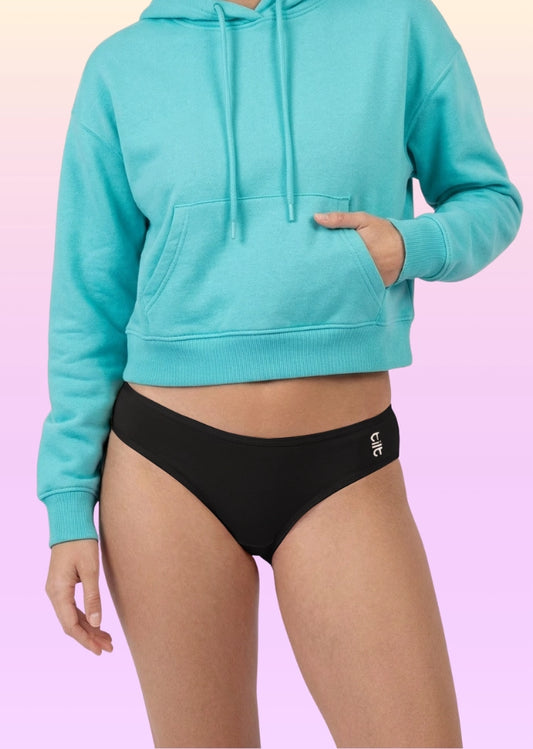 3 Pack - Teen! Low-waist Bamboo Absorbent Underwear - Black
