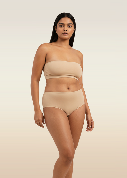Beige Mid-waist Absorbent Underwear
