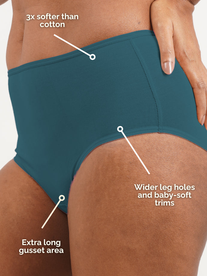 Pack of 5 - Moisture-Wicking Modal Fabric Underwear - Jade Green Midwaist