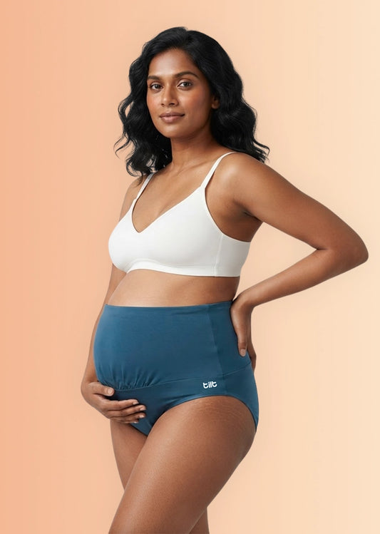 4 Pack - Leakproof Maternity Underwear Blue - Over Bump