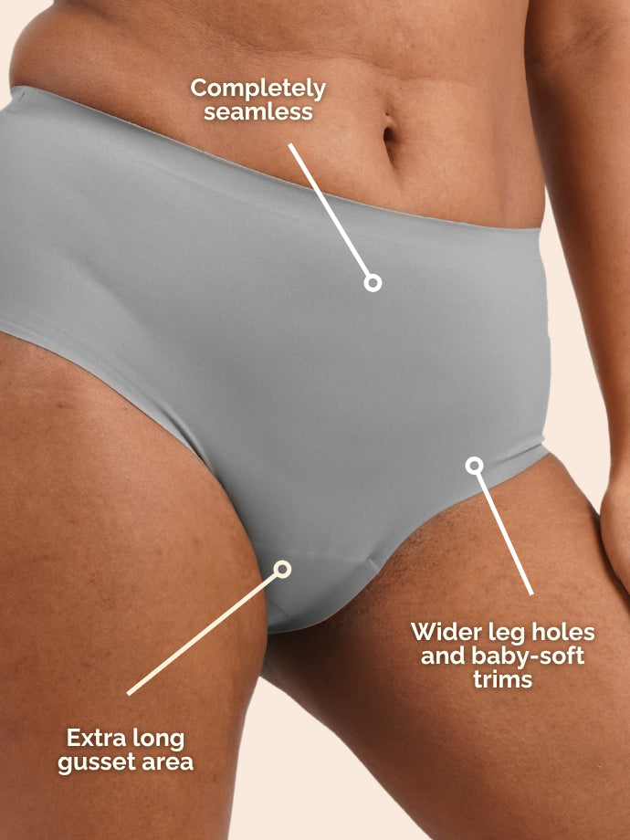 Pack of 6 - Moisture-Wicking Seamless Underwear - Vapour Grey