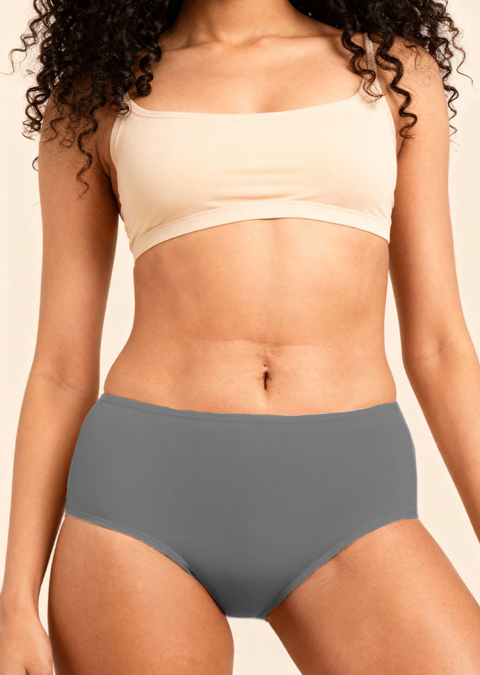 3 Pack - Grey Mid-waist Absorbent Underwear