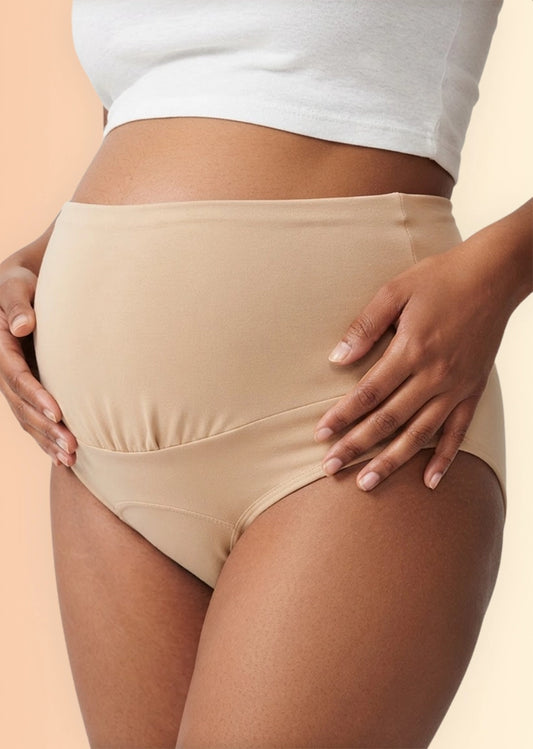 5 Pack - Leakproof Maternity Underwear Beige - Over Bump