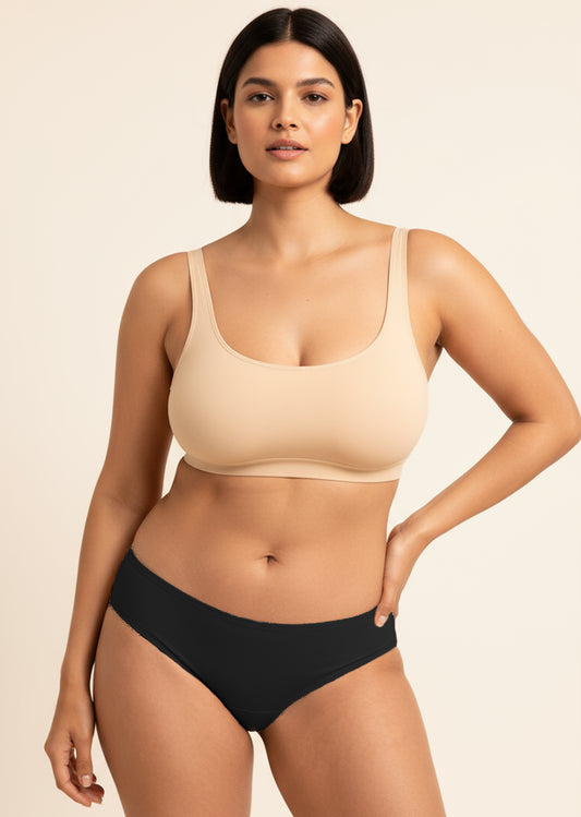 Black Low-waist Absorbent Underwear