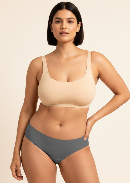 5 Pack - Grey Low-waist Absorbent Underwear