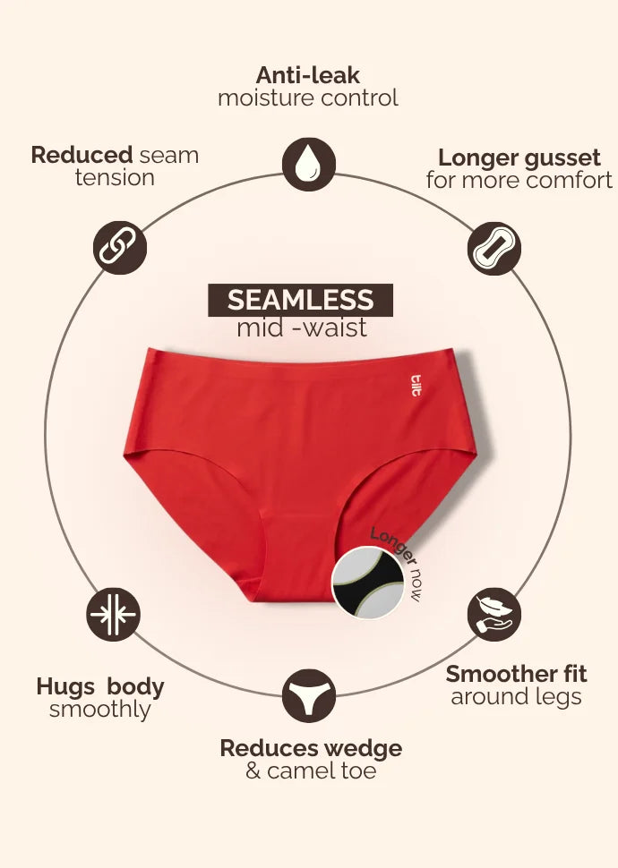 3 Pack - Red Mid-waist Seamless Underwear