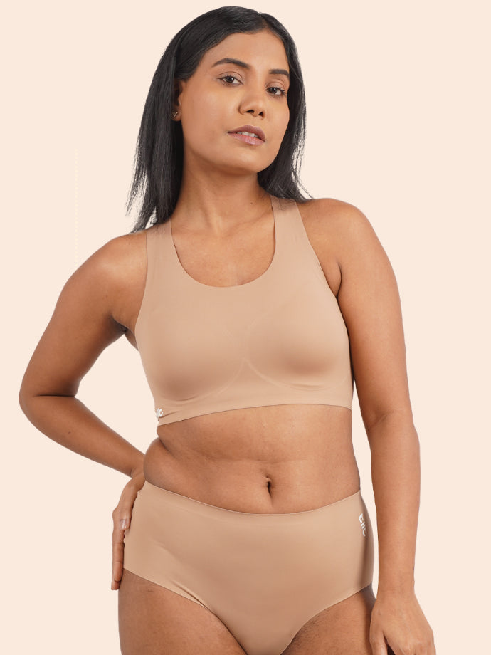 Tilt x Dr. Cuterus - Fursat Crossback Beige Bra and Seamless Beige Underwear Set