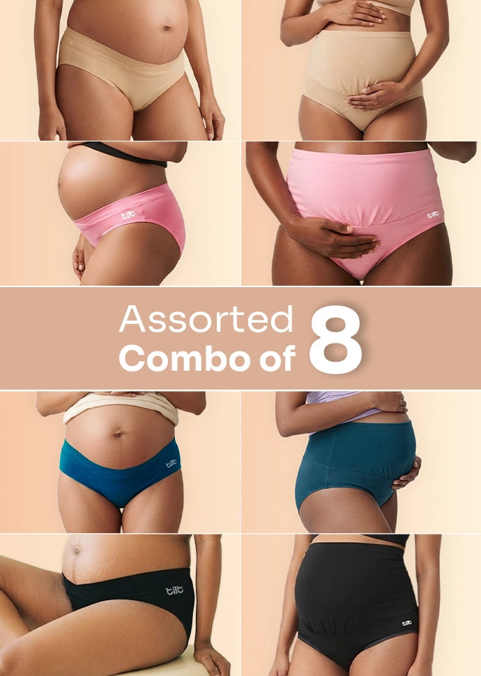 Assorted 8 Pack - Over & Under Bump Leakproof Maternity Underwear