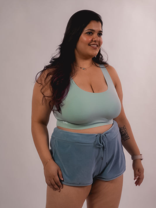 Blue comfort bra for women – Tilt Fursat Racerback Bra with crossback design.