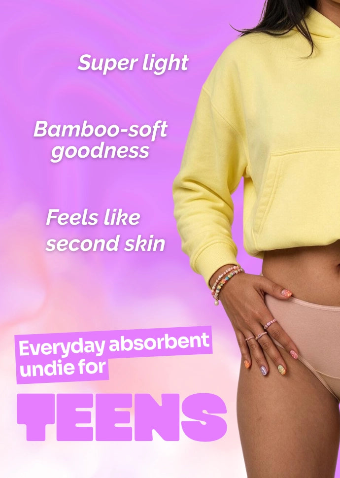 5 Pack - Teen! Low-waist Bamboo Absorbent Underwear - Grey