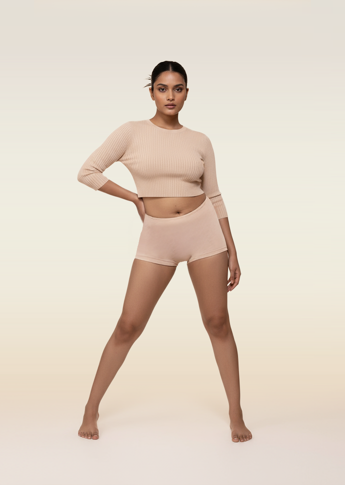 6 Pack - Beige Absorbent Boyshorts