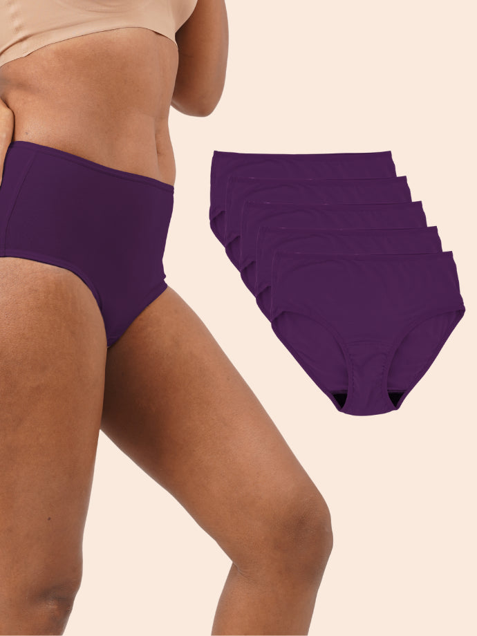 Pack of 5 - Moisture-Wicking Modal Fabric Underwear - Merlot Violet Midwaist