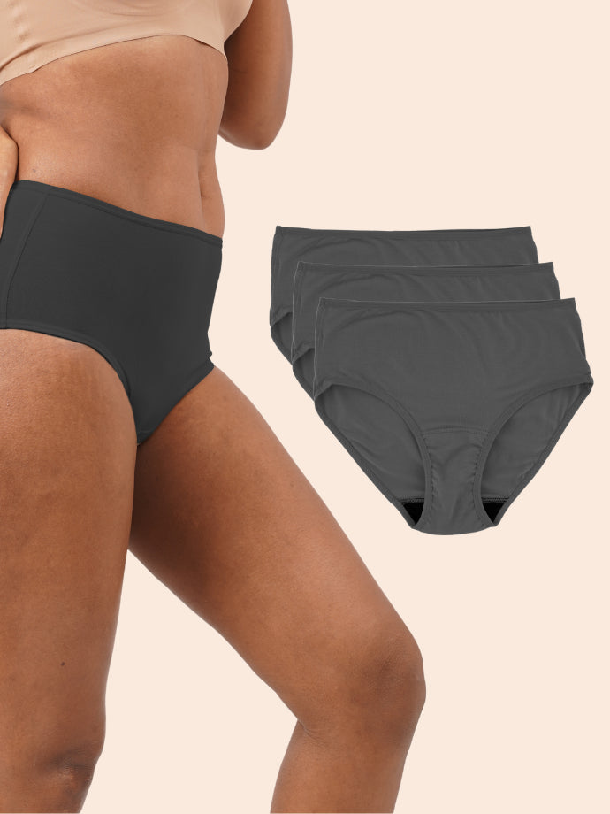 Pack of 3 - Moisture-Wicking Modal Fabric Underwear - Pepper Grey Midwaist