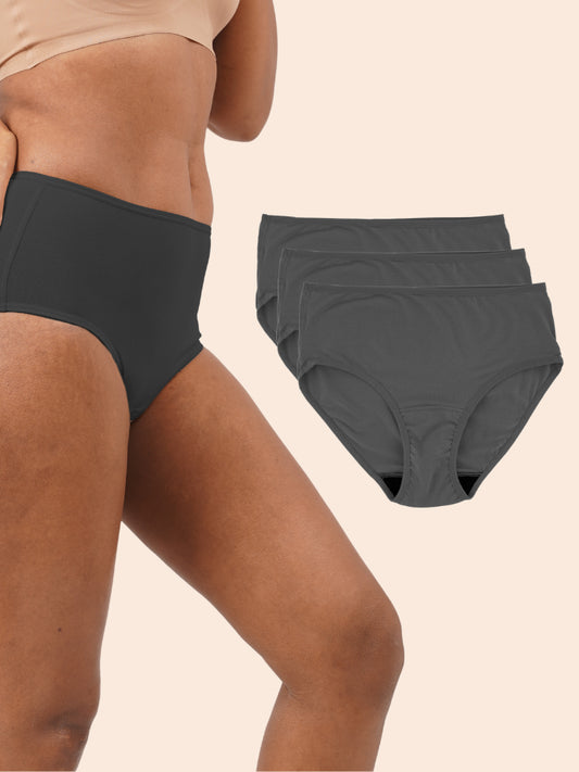 Pack of 3 - Moisture-Wicking Modal Fabric Underwear - Pepper Grey Midwaist