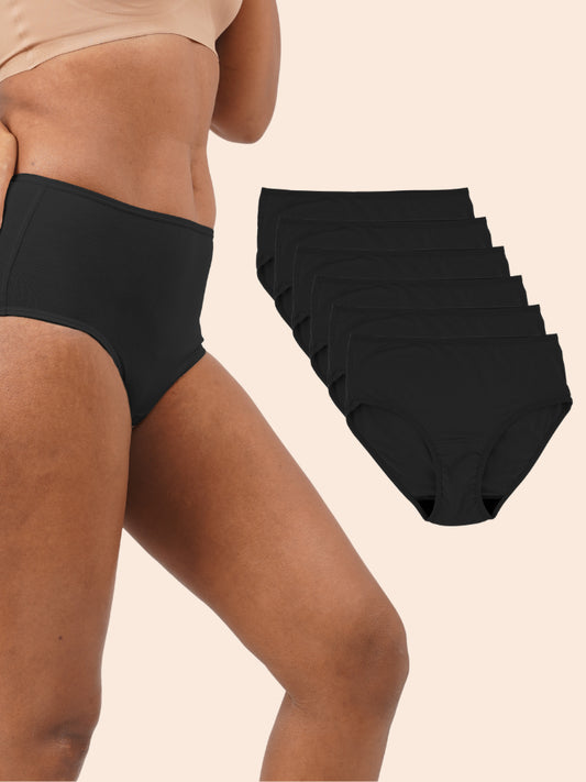 Pack of 6 - Moisture-Wicking Modal Fabric Underwear - Panther Black Midwaist
