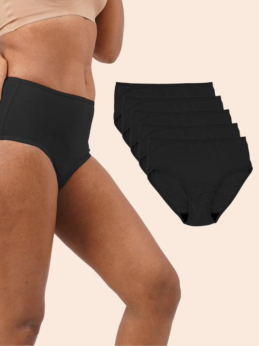 Pack of 5 - Moisture-Wicking Modal Fabric Underwear - Panther Black Midwaist