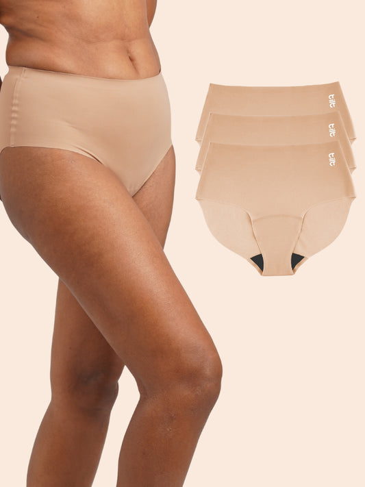 Pack of 3 - Moisture-Wicking Seamless Underwear - Dune Beige