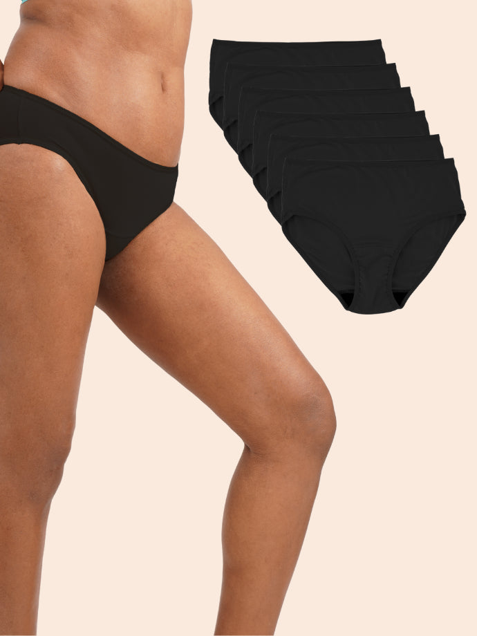 Pack of 6 - Moisture-Wicking Modal Fabric Underwear - Panther Black Low-waist