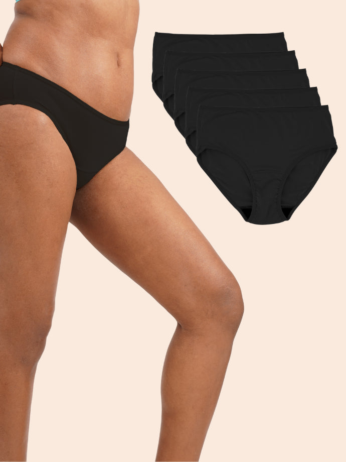 Pack of 5 - Moisture-Wicking Modal Fabric Underwear - Panther Black Low-waist