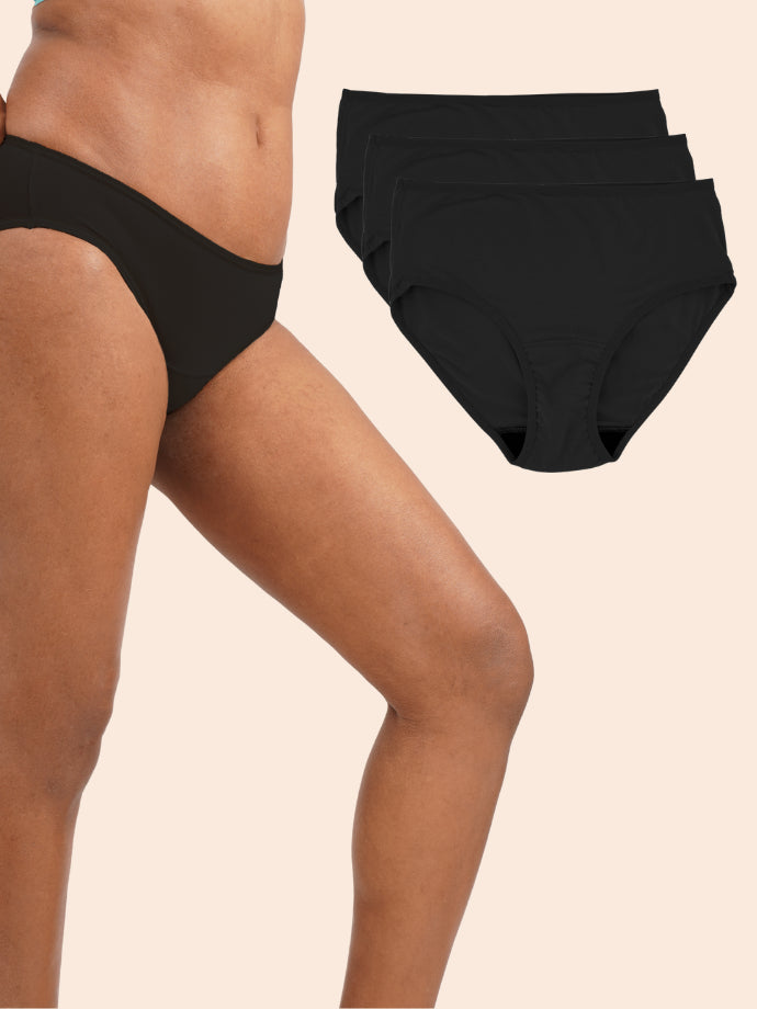 Pack of 3 - Moisture-Wicking Modal Fabric Underwear - Panther Black Low-waist
